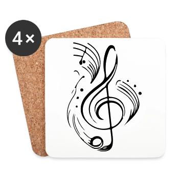 Musical Note clef Musician Symbol - Coasters (set of 4) - white - Front