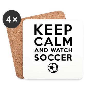Restez calme et regardez le football Fußball - Dessous de verre (lot de 4) - blanc - Devant