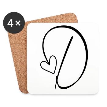 Buchstabe D Buchstabe-D Kalligrafie - Untersetzer (4er-Set) - Weiß - Vorne