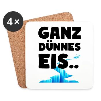 Ganz dünnes Eis Lustige Sprüche Dünnes Eis - Untersetzer (4er-Set) - Weiß - Vorne