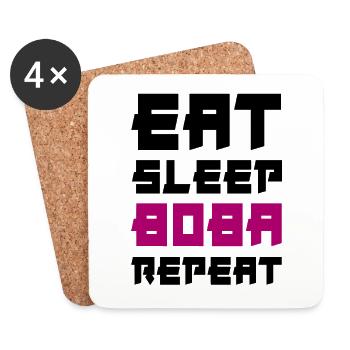 Manger Sleep Boba Répéter Bubbe Tea - Dessous de verre (lot de 4) - blanc - Devant
