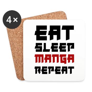 Manger du sommeil Manga Répéter - Dessous de verre (lot de 4) - blanc - Devant