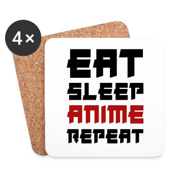Eat Sleep Anime Repeat - Untersetzer (4er-Set) - Weiß - Vorne
