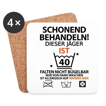 40 Jäger Geburtstag Geburtstagsgeschenk lustige - Untersetzer (4er-Set) - Weiß - Vorne