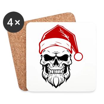Santa Claus Skull - Coasters (set of 4) - white - Front