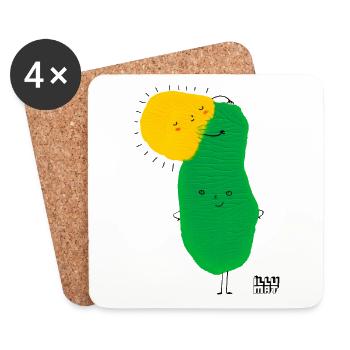 Glück - Untersetzer (4er-Set) - Weiß - Vorne