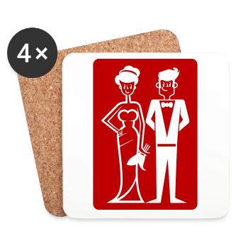 Hochzeit Ehepaar Symbol - Untersetzer (4er-Set) - Weiß - Vorne