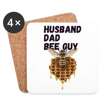 Husband Dad Bee Guy Beekeeper - Coasters (set of 4) - white - Front