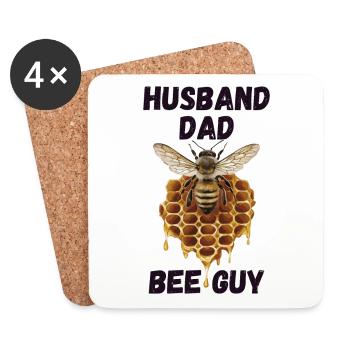 mari père abeilles guy apiculteur - Dessous de verre (lot de 4) - blanc - Devant