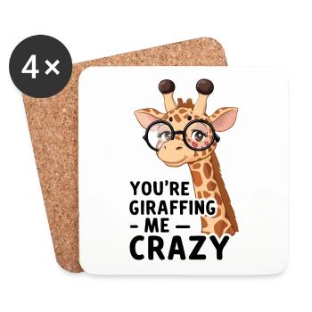 Verrückte Giraffe, You’re giraffing me crazy - Untersetzer (4er-Set) - Weiß - Vorne