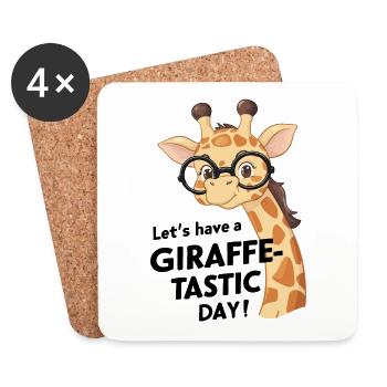 Let’s have a fantastic day - Funny giraffe - Coasters (set of 4) - white - Front