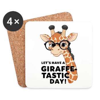 Let’s have a fantastic day - Funny giraffe - Coasters (set of 4) - white - Front