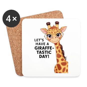 Let’s have a fantastic day - Funny giraffe - Coasters (set of 4) - white - Front
