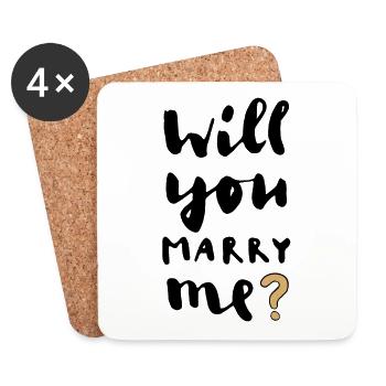 Willst Du Mich Heiraten? Heiratsantrag - Untersetzer (4er-Set) - Weiß - Vorne