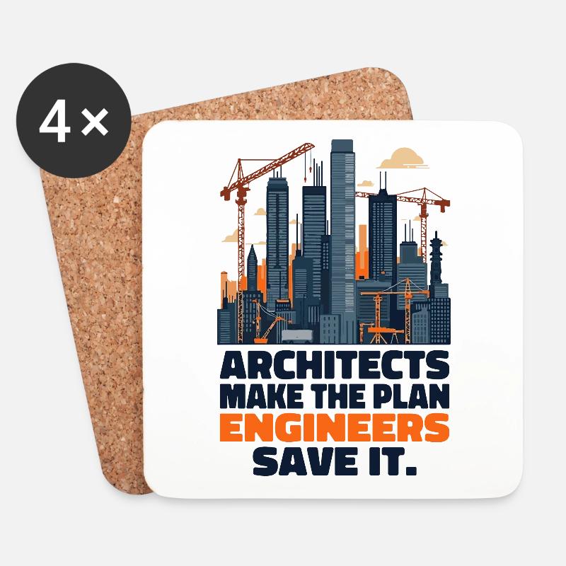 Architekten machen den Plan, Ingenieure retten ihn - Untersetzer (4er-Set) - Weiß