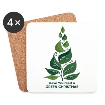 Sapin de Noël vert écologique - Dessous de verre (lot de 4) - blanc - Devant