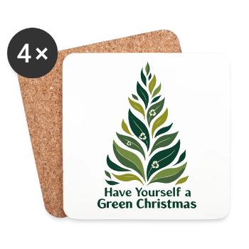 Sapin de Noël vert écologique - Dessous de verre (lot de 4) - blanc - Devant