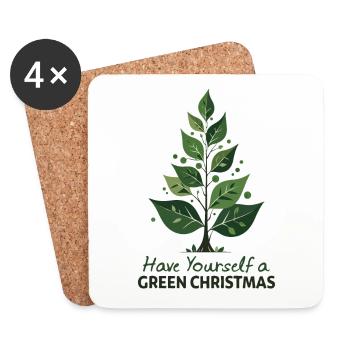 Sapin de Noël vert écologique - Dessous de verre (lot de 4) - blanc - Devant