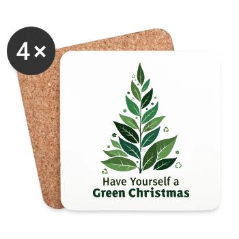 Sapin de Noël vert écologique - Dessous de verre (lot de 4) - blanc - Devant