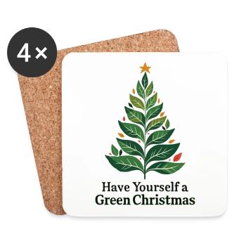 Sapin de Noël vert écologique - Dessous de verre (lot de 4) - blanc - Devant