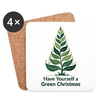Sapin de Noël vert écologique - Dessous de verre (lot de 4) - blanc - Devant