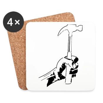 Carpenter Hammer Silhouette Minimalist Zimmerma - Coasters (set of 4) - white - Front