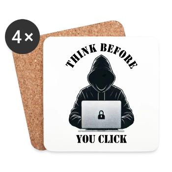 Think Before You Click - Cybersecurity Awareness - Coasters (set of 4) - white - Front