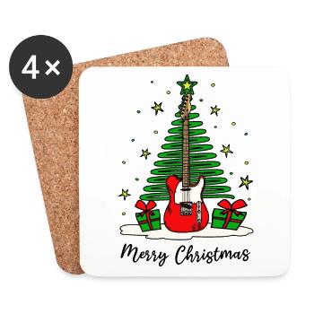 Weihnachten Musik Elektrogitarre E-Gitarre - Untersetzer (4er-Set) - Weiß - Vorne