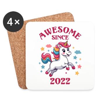 Greatsince 2022 - Licorne d’anniversaire d’enfants - Dessous de verre (lot de 4) - blanc - Devant