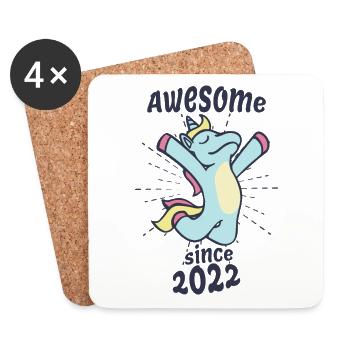 Fantastique depuis 2022 - Licorne d’anniversaire d’enfants - Dessous de verre (lot de 4) - blanc - Devant