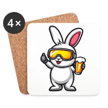 Hase Apres Ski Bier Comic - Untersetzer (4er-Set) - Weiß - Vorne