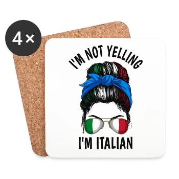 Je ne crie pas, je suis italien - Dessous de verre (lot de 4) - blanc - Devant
