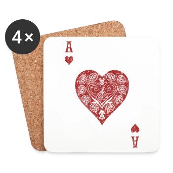 Ace of Hearts ❤️ - Coasters (set of 4) - white - Front