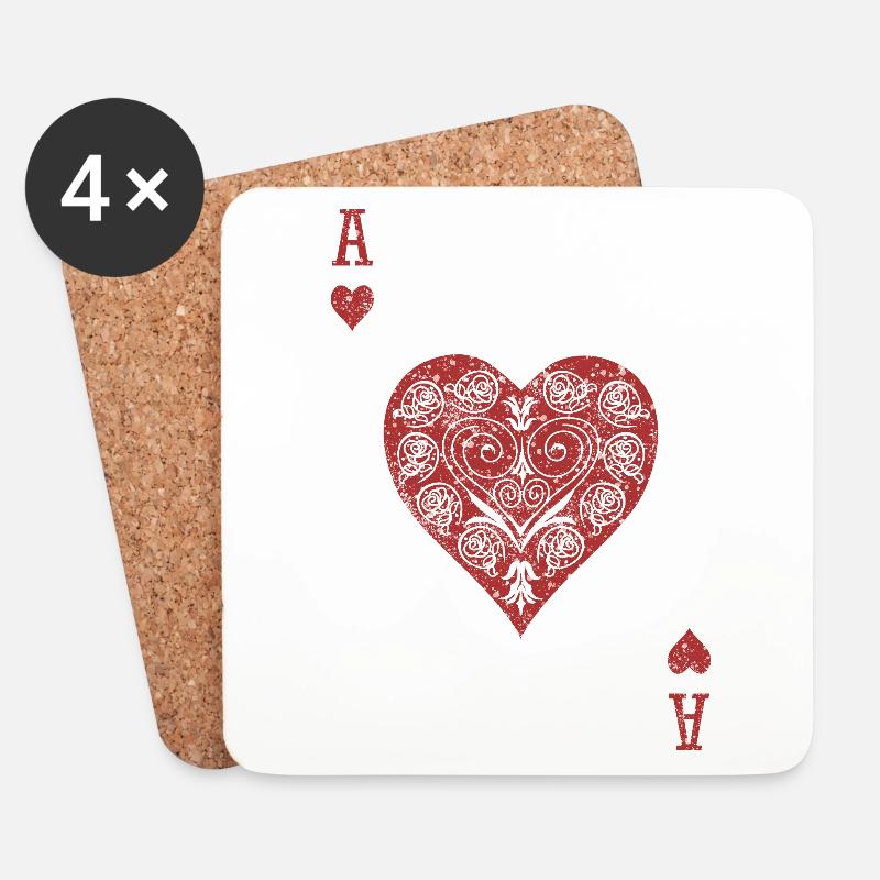 Herz-Ass ❤️ - Untersetzer (4er-Set) - Weiß