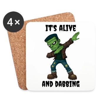 Le monstre de la cicatrice verte vit et dabt à Halloween - Dessous de verre (lot de 4) - blanc - Devant