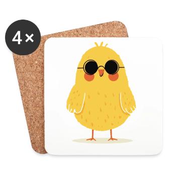 Chick with sunglasses - Coasters (set of 4) - white - Front