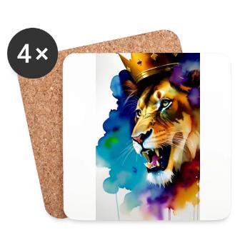Crowned Lion Watercolour - Coasters (set of 4) - white - Front