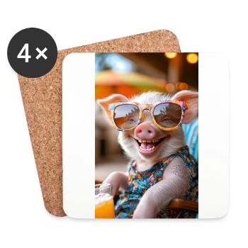 Tropical Piggy Vibes - Coasters (set of 4) - white - Front