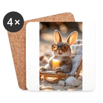 Ambiance de lapin de plage - Dessous de verre (lot de 4) - blanc - Devant