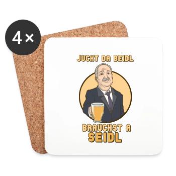Witziger Spruch: Juckt da Beidl, brauchst a Seidl - Untersetzer (4er-Set) - Weiß - Vorne