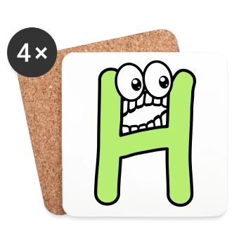 H - Buchstabe H mit Augen 👀 - Untersetzer (4er-Set) - Weiß - Vorne