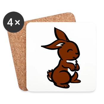 Lapin / lapin / animaux mignons - Dessous de verre (lot de 4) - blanc - Devant