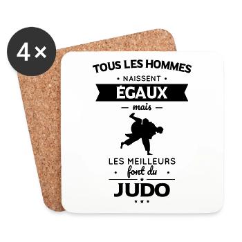Hommes égaux les meilleurs font du judo - Dessous de verre (lot de 4) - blanc - Devant