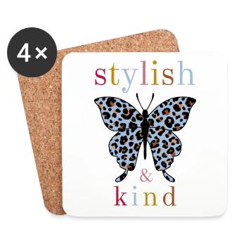 Butterfly - stylish and kind - Untersetzer (4er-Set) - Weiß - Vorne