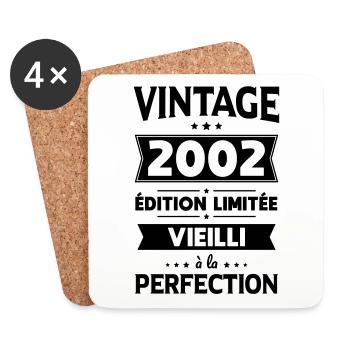 Anniversaire 20 ans - Vintage 2002 - Dessous de verre (lot de 4) - blanc - Devant