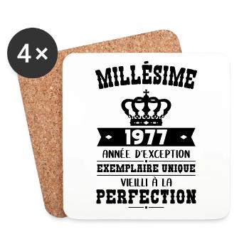 Anniversaire 45 ans - Millésime 1977 - Dessous de verre (lot de 4) - blanc - Devant
