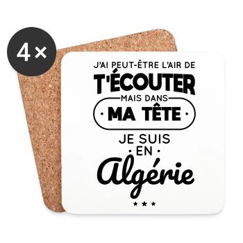 Dans ma tête je suis en Algérie - Dessous de verre (lot de 4) - blanc - Devant
