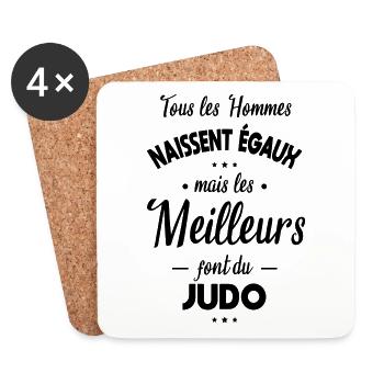 Hommes égaux les meilleurs font du judo - Dessous de verre (lot de 4) - blanc - Devant