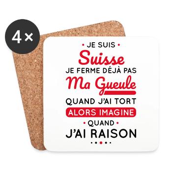 Je suis Suisse - Je ferme pas ma gueule - Dessous de verre (lot de 4) - blanc - Devant