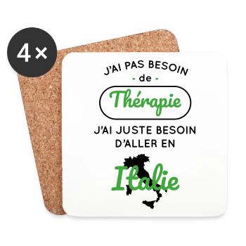 Pas besoin de thérapie Besoin aller en Italie - Dessous de verre (lot de 4) - blanc - Devant